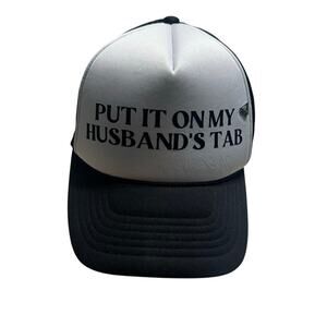 "Put It On My Husband's Tab" Trucker Hat Funny Novelty Snap Back Adjustable